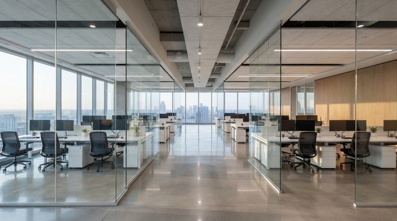 Clean, modern commercial office floor